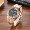 CAGARNY 6835 Men Simple Quartz Steel Band Watch(Rose Gold + Black)