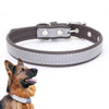 Reflective PU Leather Dog Collar, Dark Brown, Medium