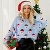Autumn and Winter Christmas Ladies Sweater Sheath Knit Top, Size: S(Light Blue)