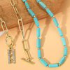 N2206-6 2pcs/set Rectangular Necklace Natural Turquoise Accessories Ladies Jewelry