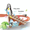 Penguin Stair Climbing Children Electric Magnetic Fishing Toy Multifunctional Game Set(Blue)