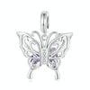 S925 Sterling Silver Platinum Plated Hollow Butterfly Pattern DIY Beads(BSC969)