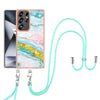 For Samsung Galaxy S25 Ultra 5G Electroplating Marble Dual-side IMD Phone Case with Lanyard(Green 004)