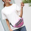 Women Punk Laser Glossy PU Double Zipper Chest Bag Casual Waist Bag(Black)