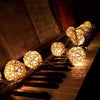 2.2m 20 LEDs Battery Box Powered Rattan Ball String Christmas Wedding Decoration Lamp(Warm White)