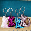 10 PCS PET Sequins Reflective Cat Keychain Bag Car Pendant, Colour: Rose Red 11