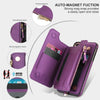 For iPhone 8 Plus / 7 Plus Double Flap Zipper RFID Leather Phone Case with Short Lanyard(Dark Purple)