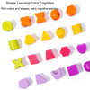 Children Wooden Geometric Shape Matching Enlightenment Beads Building Blocks Educational Toys(Colorful)