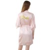 Women Bride Gold Lettering Lace Edge Nightgown, Size:S(Light Pink)