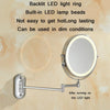 8 Inch Wall-Mounted Double-Sided Makeup Mirror LED Three-Tone Light Bathroom Mirror, Colour:Battery Models Silver(Ten Times Magnification)