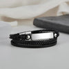 OPK PH1591 Simple Stainless Steel Glossy Multi-Layer Braided Leather Bracelet