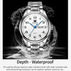 OLEVS 5567 Men Steel Strap Waterproof Quartz Watch(White + Silver)