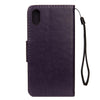 For iPhone XR Embossed Butterfly Pattern Horizontal Flip Leather Case with Card Slot & Holder & Wallet & Lanyard (Dark Purple)