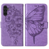 For Samsung Galaxy A24 4G Embossed Butterfly Leather Phone Case(Purple)