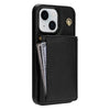 For iPhone 14 Plus Three Fold Card Bag Phone Case with Long Lanyard(Black)