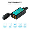 WUPP ZH-1422C1 Motorcycle Square Dual USB Fast Charging Charger with Switch + Integrated SAE Socket