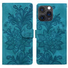 For iPhone 11 Pro Max Lace Floral Embossed Magnetic Buckle Leather Phone Case(Green)