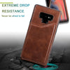 For Galaxy Note 9 Shockproof Calf Texture Protective Case with Holder & Card Slots & Frame(Brown)