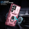 For Samsung Galaxy S25 Ultra 5G Sliding Camshield TPU Hybrid PC Phone Case with Holder(Pink+Rose Red)