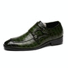 Crocodile Pattern Business Flat Bottom Leather Formal Shoes, Size:38(Green)