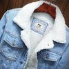 Men Winter Wool Liner Jean Jackets Outerwear Warm Denim Coats, Size:L(Sky Blue)