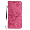 For Samsung Galaxy A56 5G Skin-feel Embossed Butterfly Leather Phone Case(Rose Red)