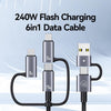 USAMS SJ737 240W 6 in 1 Aluminum Alloy Fast Data Charging Cable, Length: 1.2m(Gun Color)