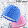 Adult Crescent PU Waterproof Comfortable Earmuff Swimming Cap(Dark Blue)