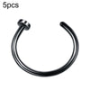 5pcs Stainless Steel Nose Ring Without Hole C-Shape Nose Staple Lip Band Earrings, Size: 1.0 x 8+2(Black)