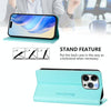 For iPhone 13 Pro RC01 Dual-Folded Magnetic Suction RFID Leather Phone Case(Mint Green)