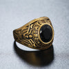 Retro Round Gemstone Carved Soldier Army Military Titanium Steel Ring for Men, US Size: 7, Diameter: 17.4mm, Perimeter: 55mm(Black)