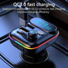 T70 Car MP3 Player FM Transmitter with Bluetooth USB Car Mobile Charger QC3.0 Quick Charge U Disk Music Player FM Modulator