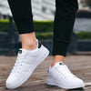 Men Leather Breathable Flat Shoes Versatile Casual Sneakers, Size: 40(White Gray)