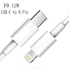 XJ-61 12W USB-C / Type-C to 8 Pin PD Fast Charging Cable, Cable Length:1m