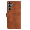 For Samsung Galaxy S25 5G / S24 5G Skin Feel Embossed Feather Leather Phone Case(Brown)