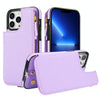 For iPhone 13 Pro Max Double Flap Zipper RFID Leather Phone Case with Short Lanyard(Light Purple)