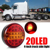 4 Inch 20 LEDs10-30V Wide Pressure Truck Tail Light 20LED Round Truck Tail Light Bread Light(Yellow)