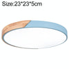 Wood Macaron LED Round Ceiling Lamp, White Light, Size:23cm(Blue)