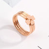 3 In 1 Titanium Steel Peach Heart Combination Four-Leaf Clover Couple Ring, Size: US Size 10(Rose Gold)