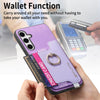 For Samsung Galaxy S25+ 5G Retro Cross Leather Ring Horizontal Insert Card Bag MagSafe Phone Case(Purple)