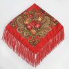 Red Ethnic Style Retro Tassel Square Scarf Flower Pattern Headscarf Scarf, Size:90 x 90cm