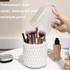 Large-capacity Rotating Cosmetics Storage Box Makeup Brush Storage Tube(White with Cover)