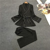 Bathrobe Pajamas Imitation Silk Pajamas Lapel Casual Silk Home Wear, Size:XL(Blue)