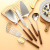 304 Stainless Steel Walnut Handle Cooking Tools Home Restaurant Kitchen Gadgets, Style: Frying Spatula