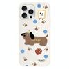 For iPhone 13 Pro Max Skin Feeling Jelly TPU Hybrid PC Phone Case(Brown Puppy White)