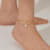 OPK GZ191 Skeleton Flower Double Chain Stainless Steel Anklets(Gold)
