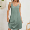 Women Summer Round Neck Halter Loose Sleeveless Dress, Size: M(green)