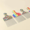 Printed Steel Pin Pick Hair Comb Retro Oil Head Style Comb, Color Classification: Waist Flower K1