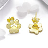 Women Fashion Pet Cat Footprints Silver Earrings, Color:Gold