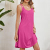 Women Summer Round Neck Halter Loose Sleeveless Dress, Size: XL(Rose Pink)